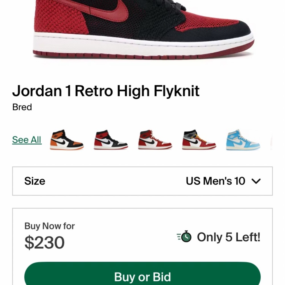 Nike mens Jordan 1 Retro high fly knit  - Black and Red with red soles